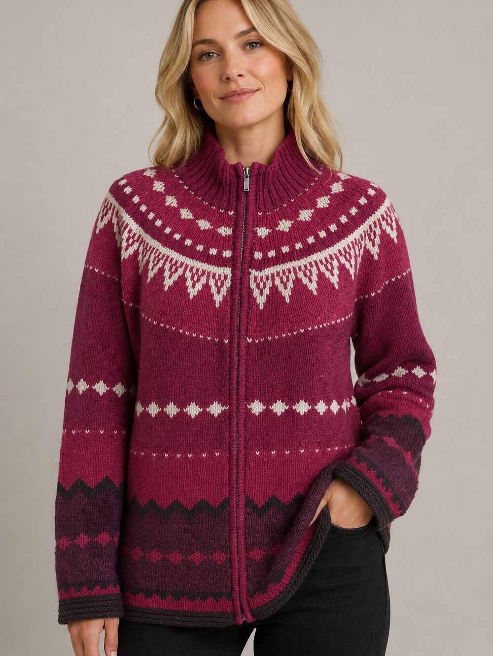 Lands End Wool Full Zip Cardigan, Size 1X - Picture 3 of 14